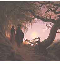 Caspar David Friedrich, "Mann und Frau in Betrachtung des Mondes", ca 1824 (partic.)