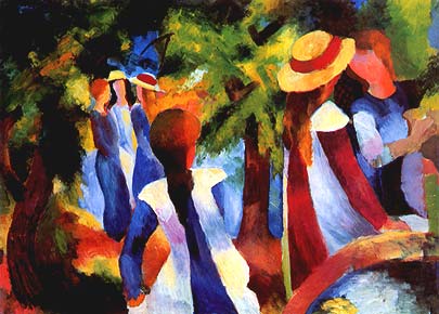 August Macke, "Mädchen unter Bäumen", 1914, Pinakothek der Moderne di Monaco (München)