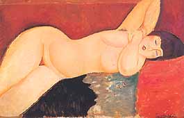 Amedeo Modigliani, "Nu aux mains jointes (nudo coricato con le mani unite)", 1917, Pinacoteca Giovanni e Marella Agnelli, Torino