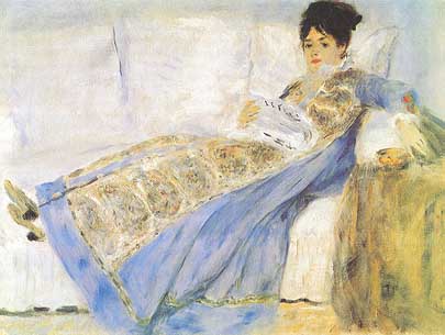 Pierre-Auguste Renoir, "Madame Monet lisant Le Figaro (Madame Monet che legge Le Figaro)", 1872, Fundação Calouste Gulbenkian Museu, Lisbona