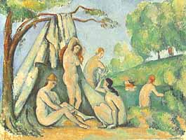 Paul Cézanne, "Badende vor einem Zelt (Bagnanti davanti a una tenda)", ca 1900, Staatsgalerie Stuttgart, Stoccarda