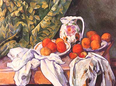 Paul Cézanne, "Nature morte au rideau (Natura morta con drappeggio)", ca 1899, Museo dell'Ermitage (The State Hermitage Museum), San Pietroburgo (St. Petersburg)