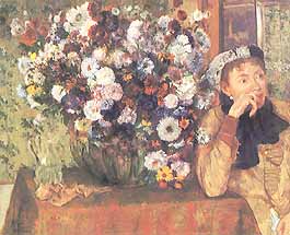 Edgar Degas, "A Woman with Chrysanthemums (Donna con crisantemi)", 1858-65, Metropolitan Museum of Art, New York