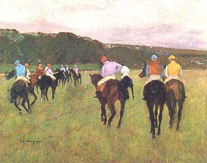 Edgar Degas, "Courses de chevaux à Longchamp (Corse di cavalli a Longchamp)", ca 1869-70, Museum of Fine Arts (MFA), Boston (MA)