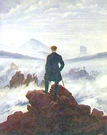 Caspar David Friedrich, "Der Wanderer über dem Nebelmeer (Viandante sul mare di nebbia)", ca 1818, Hamburger Kunsthalle, Amburgo (Hamburg)