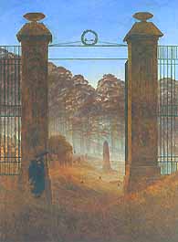 Caspar David Friedrich, "Ingresso di un cimitero", 1825, Gemäldegalerie Neue Meister, Staatliche Kunstsammlungen Dresden, Dresda (Dresden)