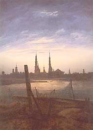 Caspar David Friedrich, "Stadt bei Mondaufgang (Città al sorgere della luna)", ca 1817, Museum Oskar Reinhart am Stadtgarten, Winterthur