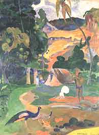 Paul Gauguin, "Matamoe (Paysage aux paons / Paesaggio con pavoni)", 1892, Museo Pushkin (The Pushkin Museum of Fine Arts), Mosca (Moscow)