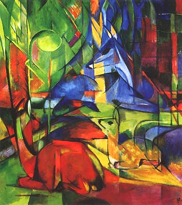 Franz Marc, "Rehe im Walde II (Caprioli nella foresta II)", 1914, Staatliche Kunsthalle, Karlsruhe