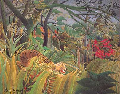 Henri Rousseau "Le Douanier" (Il doganiere), "Tiger in a Tropical Storm. Surprised! (Tigre in una tempesta tropicale. Sorpresa!)", 1891, The Trustees of the National Gallery, Londra (London)