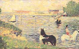 Georges Seurat, "White Horse and Black Horse in the Water (Cavallo bianco e cavallo nero nell'acqua)", ca 1883, Courtauld Gallery, Londra (London)