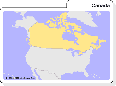 Carta geografica del Nord America con il Canada