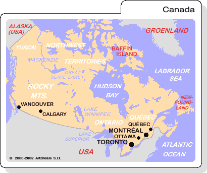 Carta geografica del Canada