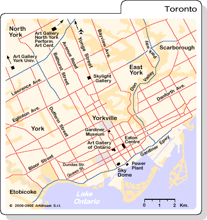 Mappa di Toronto (Pianta di Toronto), con le zone e le strade principali