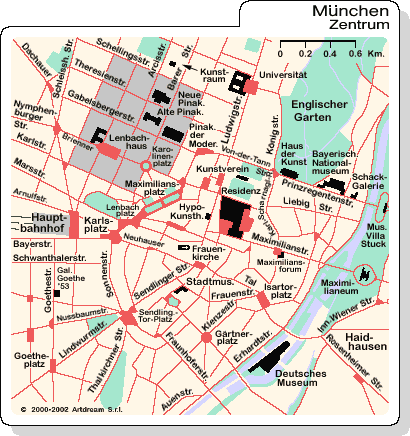 Mappa di Monaco/München (Pianta di Monaco/München): centro di Monaco