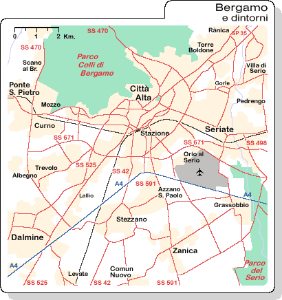 Mappa di Bergamo (Pianta di Bergamo): Bergamo e dintorni