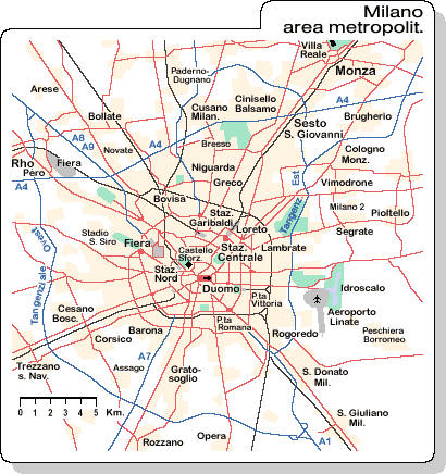 Mappa di Milano (Pianta di Milano): area metropolitana di Milano