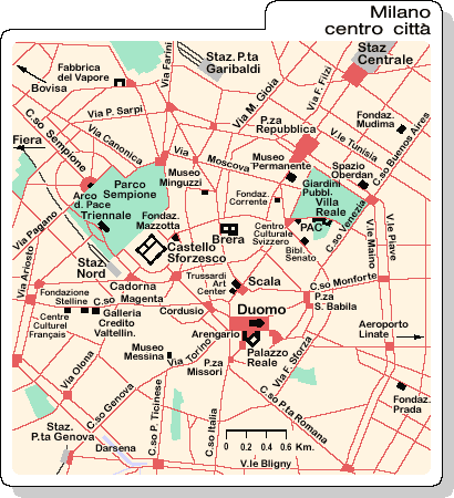 Mappa di Milano (Pianta di Milano): centro di Milano