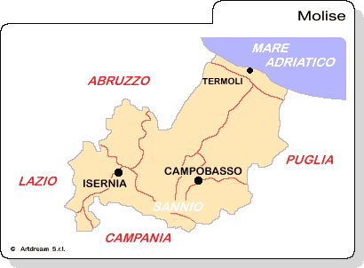 Carta geografica del Molise.