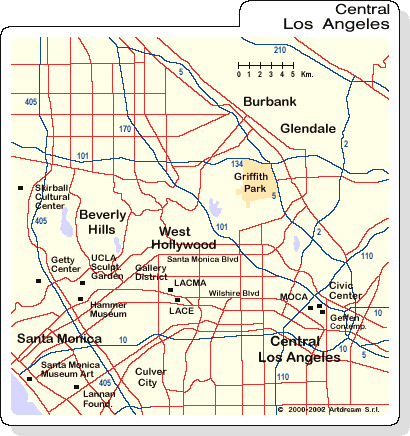 Mappa di Los Angeles (Pianta di Los Angeles): Central Los Angeles e West Hollywood