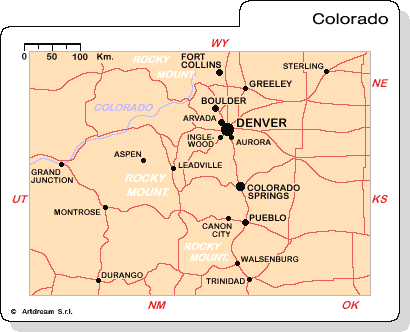 Carta geografica del Colorado.