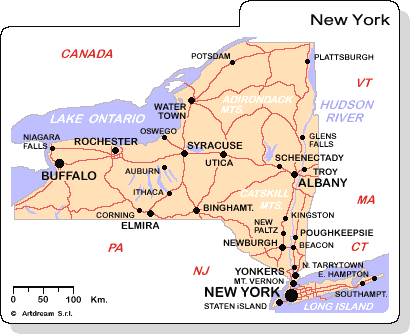 Carta geografica di New York.