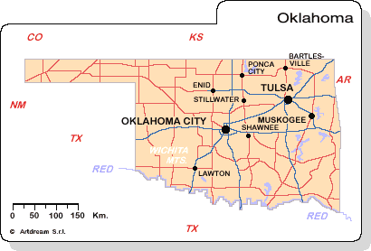 Carta geografica dell'Oklahoma.