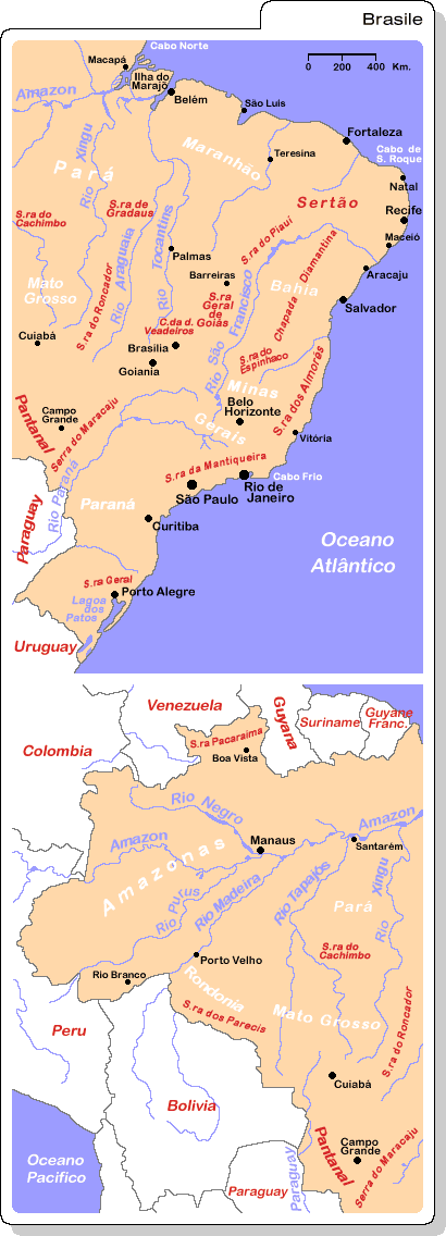 Carta geografica del Brasile