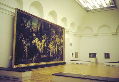 Sala della Hamburger Kunsthalle con la grande tela di Hans Mackart "Der Einzug Karls V in Antwerpen"